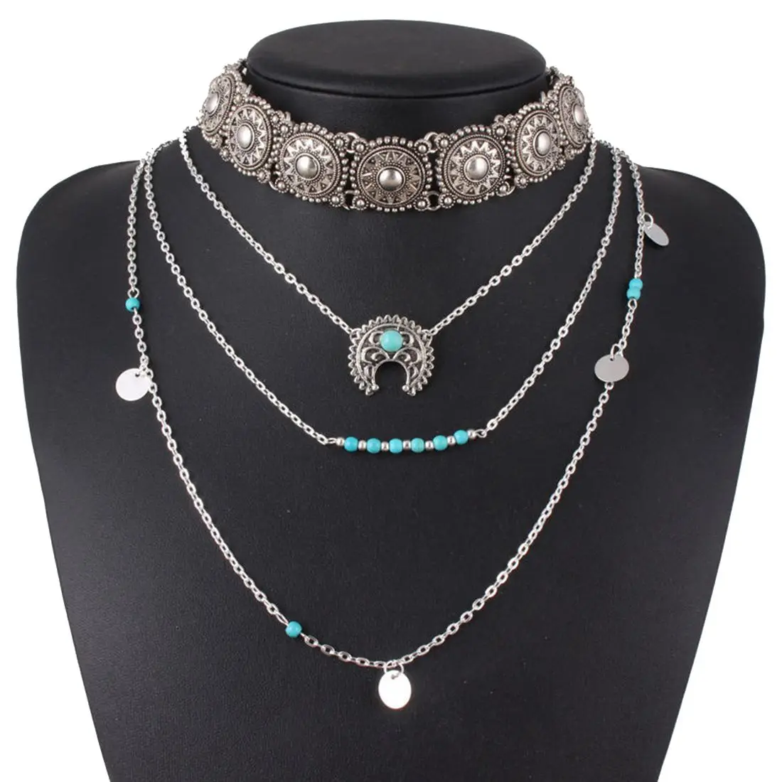 Retro Silver Hippie Bohemian Necklace Ethnic Boho Festival Jewelry New
