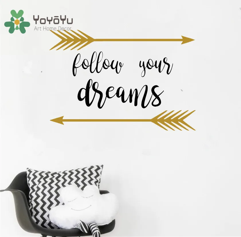 yoyoyu home decor arrow quotes wall decal follow your dreams nursery