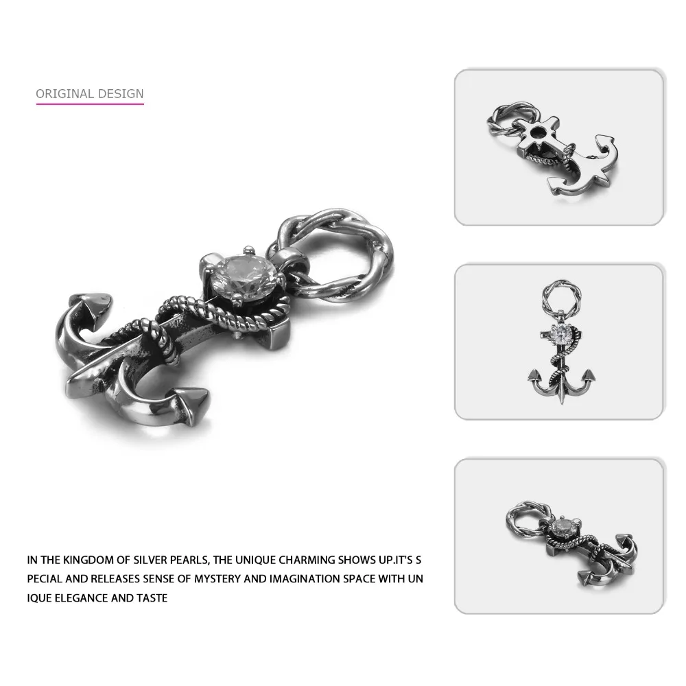 e-Manco 925 Sterling Silver Gothic Corsair Zircon Pendants Wholesale Cross Anchor Necklaces New Arrival Gifts