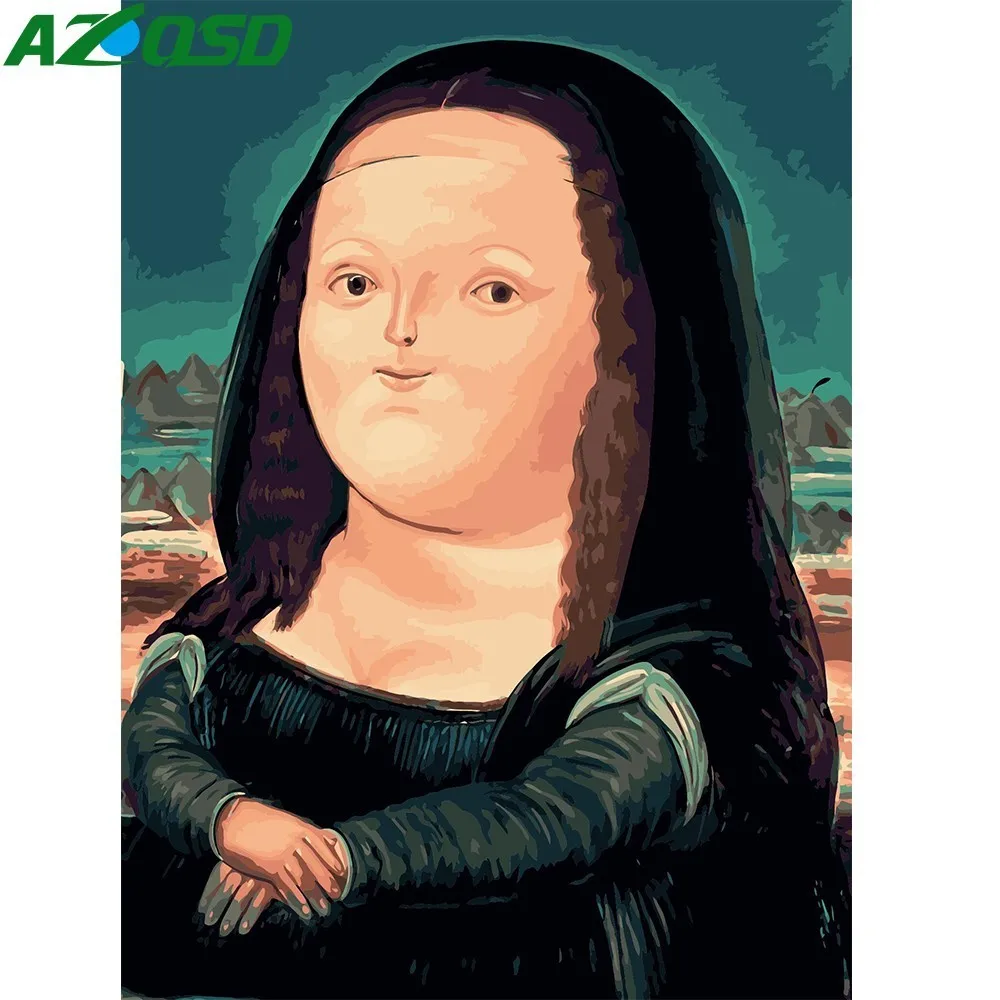 

AZQSD Painting By Numbers Cartoon Wall Art Pictures Smile Funny DIY Canvas Oil Painting Portrait Home Decor For Living Room A010