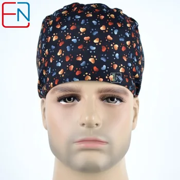 

Hennar Mens Surgical Caps Lab Doctor Nurse Medical Scrub Cap Mask 100% Cotton Adjustable Foot print Headwear Surgical Cap Unisex