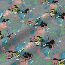 Ширина 140 см джинсовая ткань Микки хлопчатобумажные джинсы мягкие Lt. Blue Dsny Микки печатных джинсовые Швейные материалы для ручной работы Детское платье