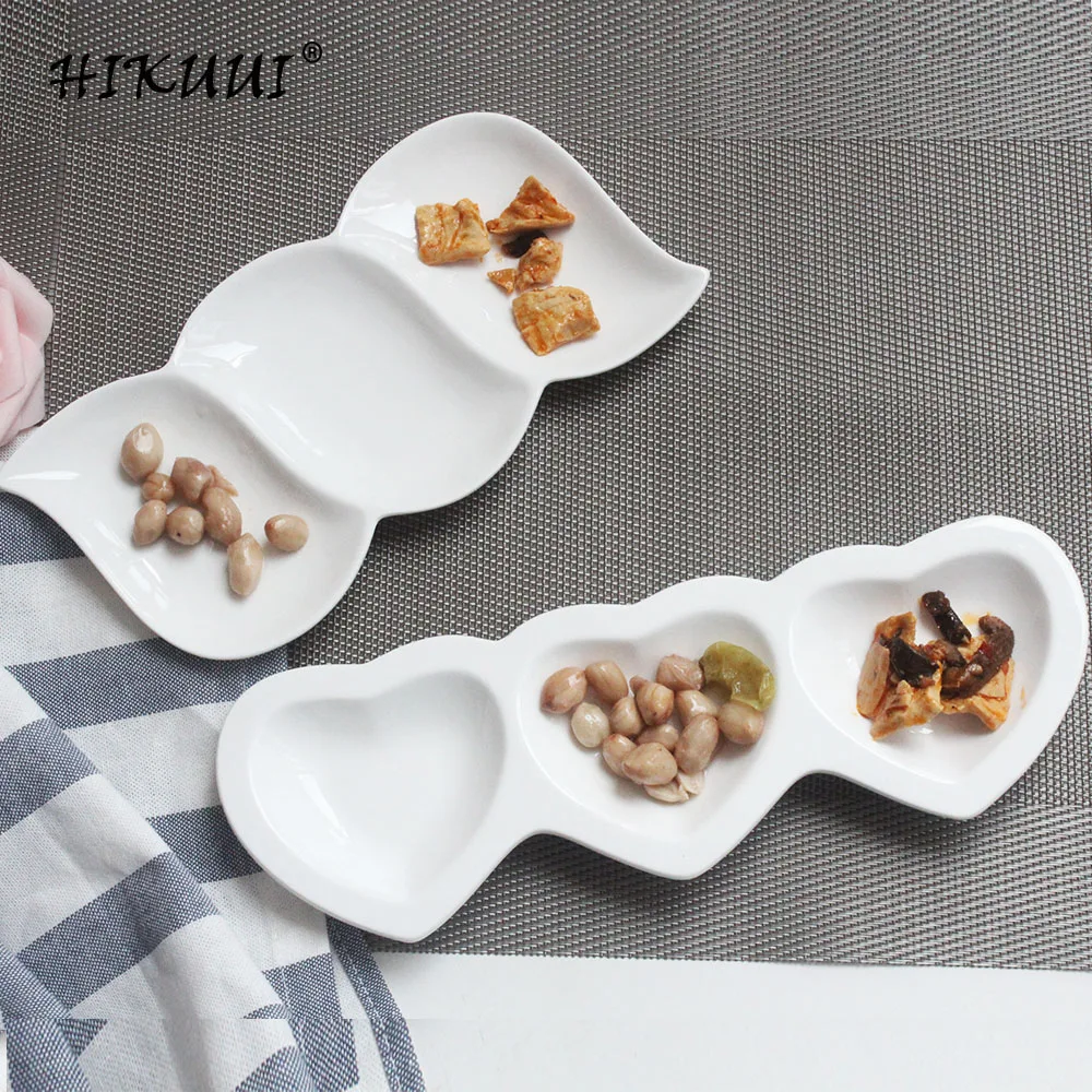 

2 Style Ceramic Big Seasoning Saucers Kitchen Tableware Multipurpose S-Shape Heart-Shape Sauce Dish Tableware Plates