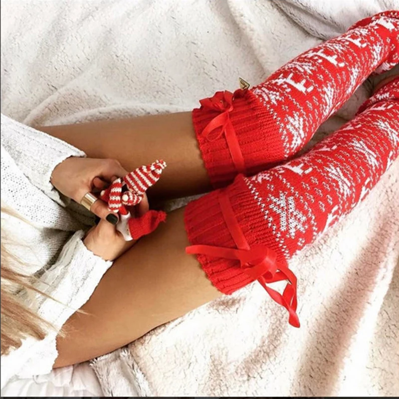 

Women Wool Rabbit cotton Over the Knee Leg warmers Christmas bed Soft Xmas Winter Gift cute kawaii thigh high stockings