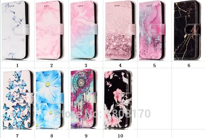Marble Butterfly Flower Wallet Leather Case For Iphone 7 Plus I7 Iphone7 6 6S 5 5S SE 5C Pouch Card Stand Phone Skin Cover 50pcs | Мобильные
