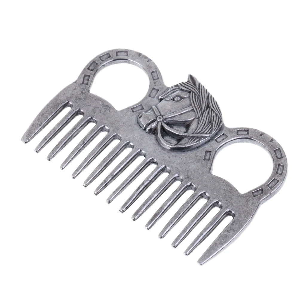 Stainless Steel Horse Pony Grooming Comb Tool  Metal Curry Brushing Cleaning Tool Equestrian 5