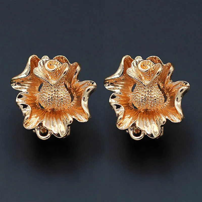 Metal Clip Earring Post with a Loop Hanger 20mm Hollow Flower DIY Findings for Retro Women Pearls Stud Earrings Jewelry Making | Украшения