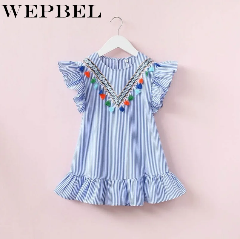 WEPBEL/сарафан для маленьких девочек детское летнее пляжное платье без рукавов в