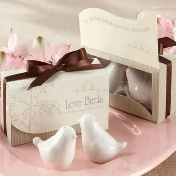 

2pcs/lot Love Birds ceramic wedding gifts for guests love birds salt and pepper Shaker shakers LX4484
