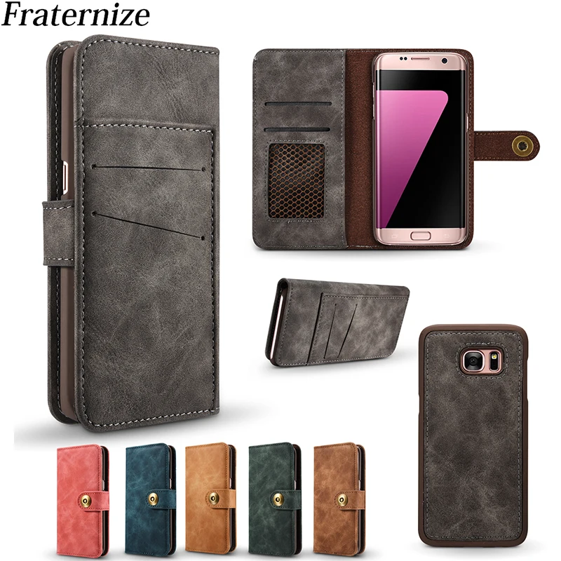 For Samsung Galaxy S9 S8 Plus Note 8 business Leather Magnet Wallet Case Phone Bag retro Cover ...