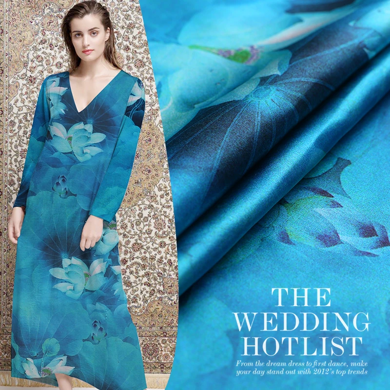 

19mm digital inkjet stretch silk satin fabric soft bedding dress silk fabric natural silk fabric material wholesale silk cloth