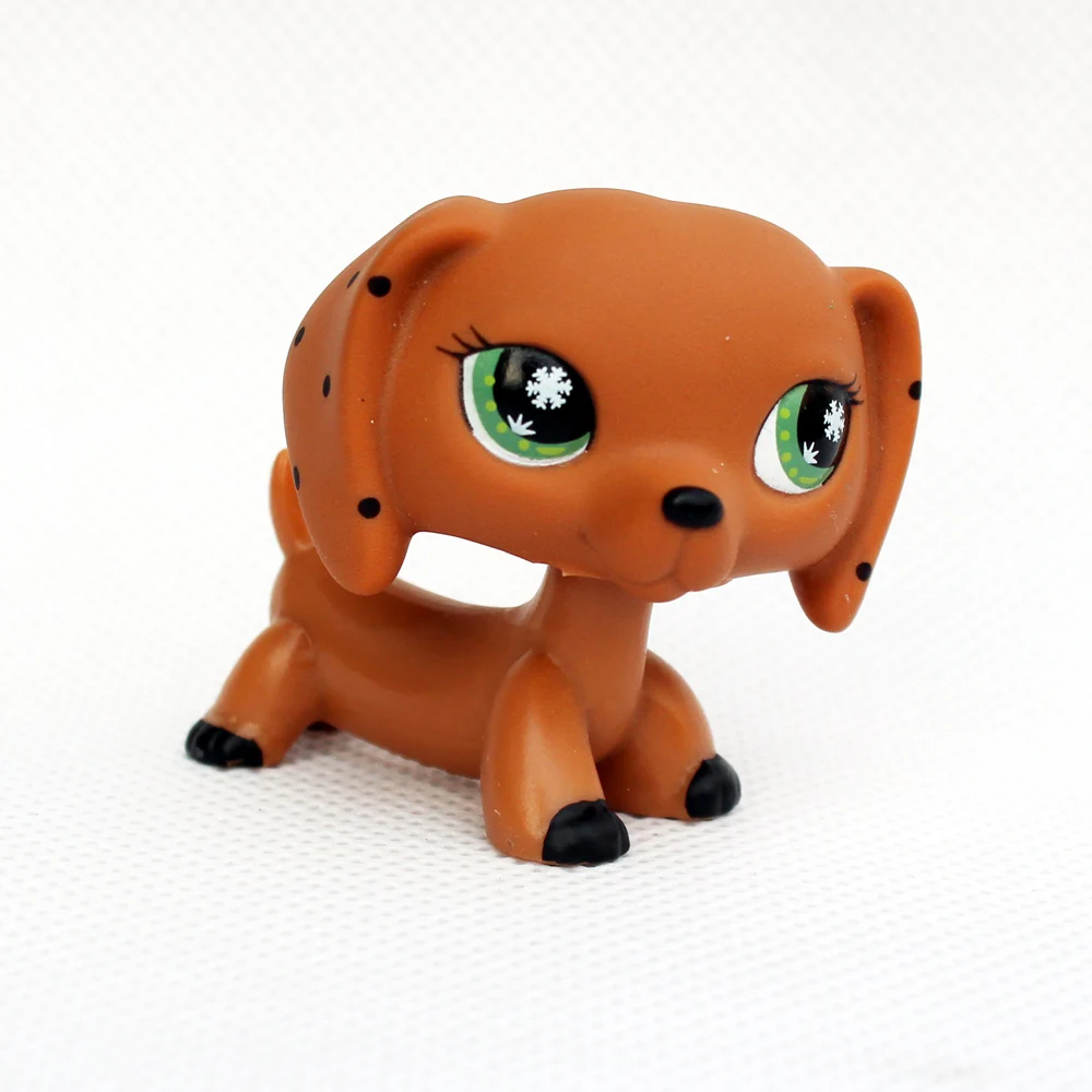 

rare original pet shop toys dachshund dog littlest brown sausage snowflake eyes old real animal figure free shipping