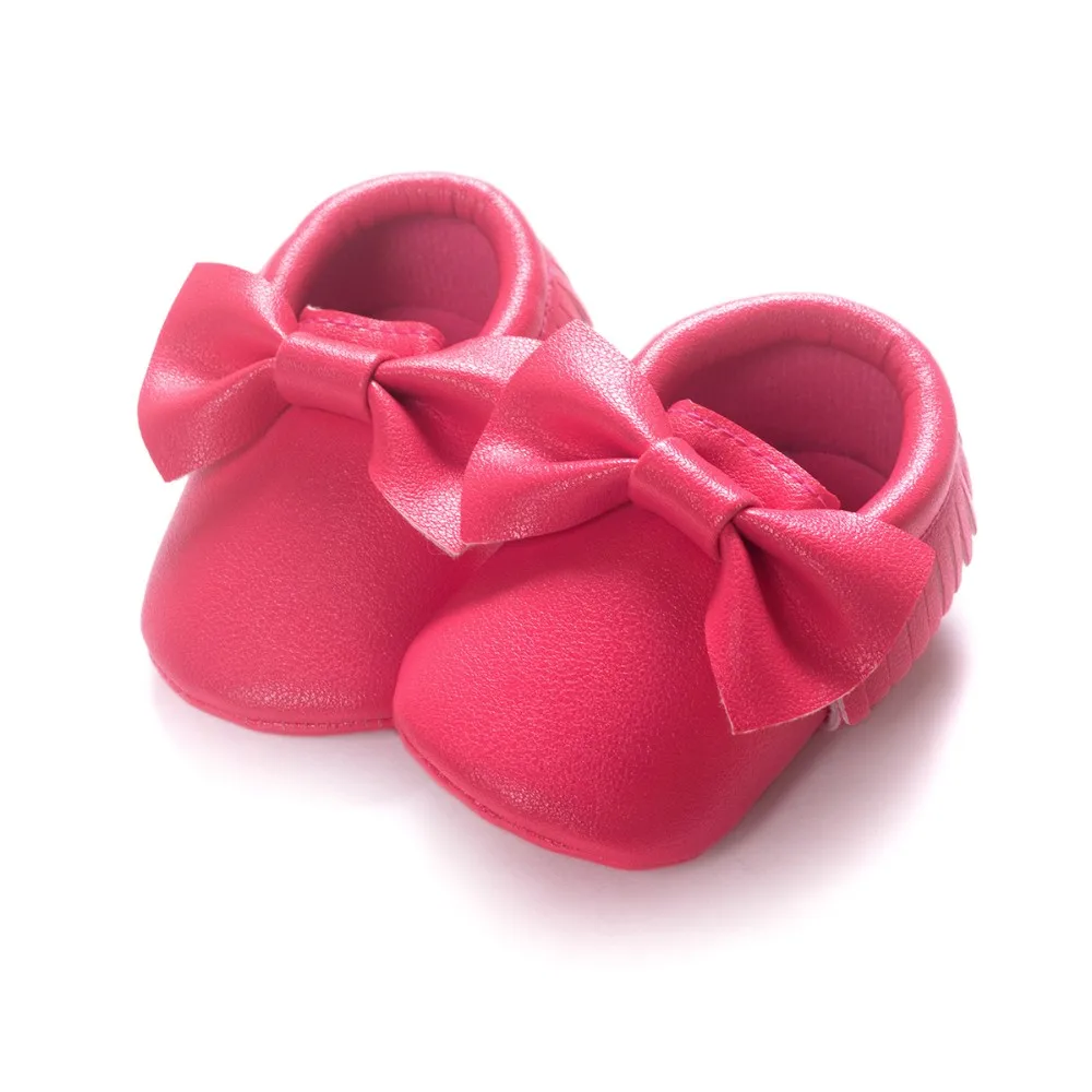 Детские мокасины с бантиком-бабочкой и кисточками; Качественная обувь для малышей; обувь для новорожденных; домашние ботинки для маленьких девочек - Цвет: 14