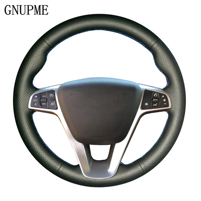

GNUPME DIY Black Artificial Leather Hand-stitched Car Steering Wheel Cover for Lada Vesta 2015 2016 2017