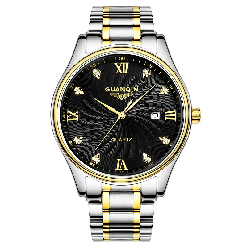 

GUANQIN GQ80007 Mens Watches Top Brand Luxury Business Watch Men Date Full Steel Quartz Diamond Wrist Watches Relogio Masculino