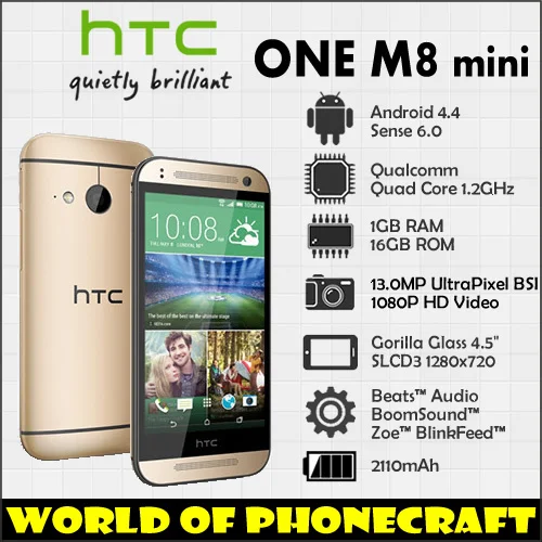 HTC ONE M8 mini Quad 1G RAM 16G ROM Sense 6.0 Audio ZOE Photograph UltraPixel Camera