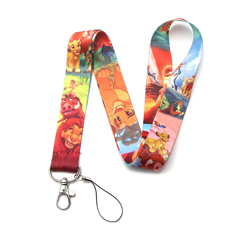 Lion king cartoon lanyards for keys in mobile phone straps necklace card holders webbing ribbons keychains rope accessory E0474