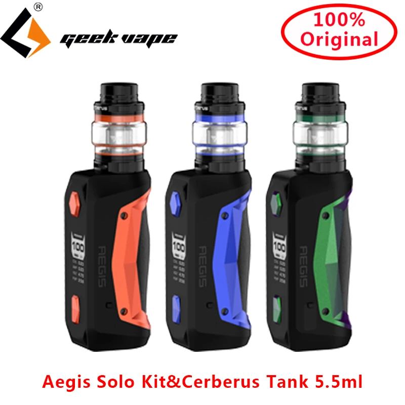 New colors Geekvape Aegis Solo Kit 100W Vape Electronic Cigarette Mod with Cerberus Tank 5.5ml Vaporizer Kits vs aegis mini