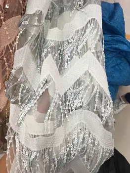 

embroidery african tulle lace fabric SYJ-4142 high quality french laces fabrics with sequins comfortable and graceful design