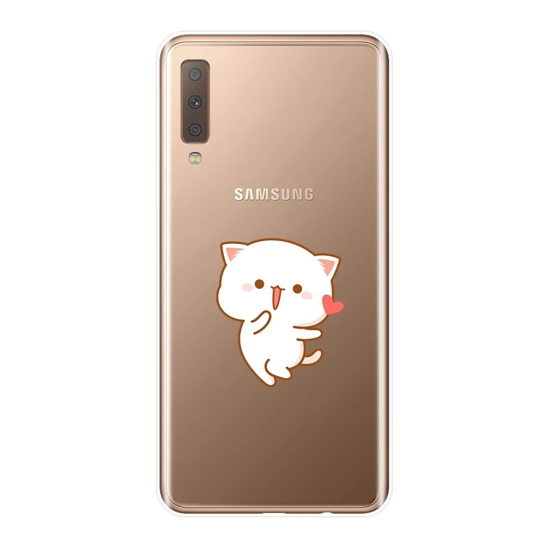 Чехол для телефона Samsung Galaxy A6 A8 Plus 2018 милая пара кошек силиконовая Мягкая задняя