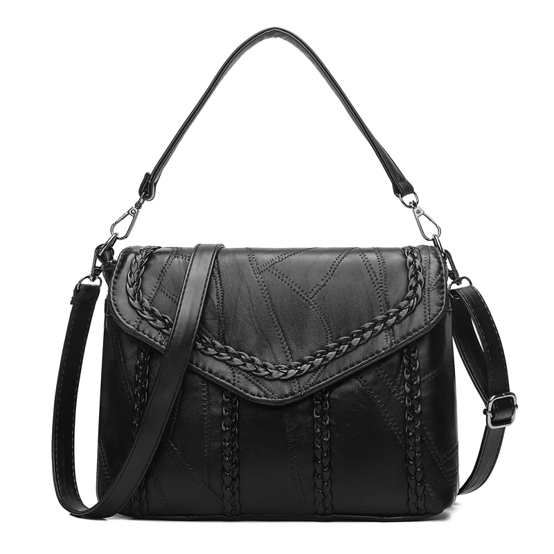 Designer High Quality Genuine Leather Knitting Handbag Bag for Women