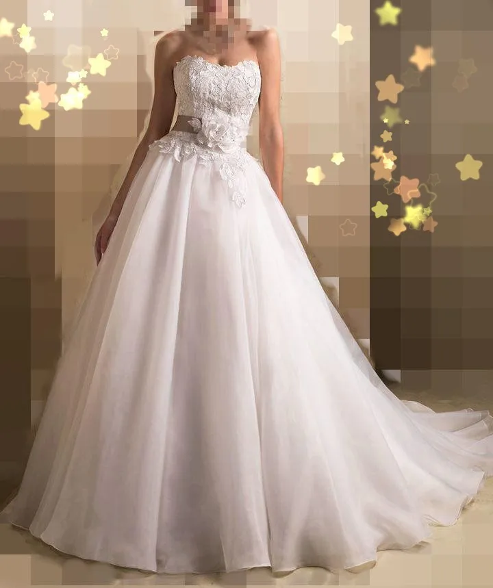Cheap-Price-2015-Free-Shipping-A-Line-Sweetheart-Lace-Vestidos-De-Noiva-White-Ivory-Organza-Wedding