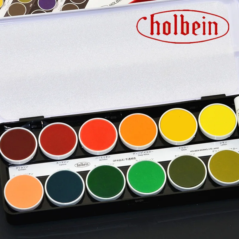 Holbein Cake Colors Opaque Watercolor Paint Set 12 Colors 24 Colors