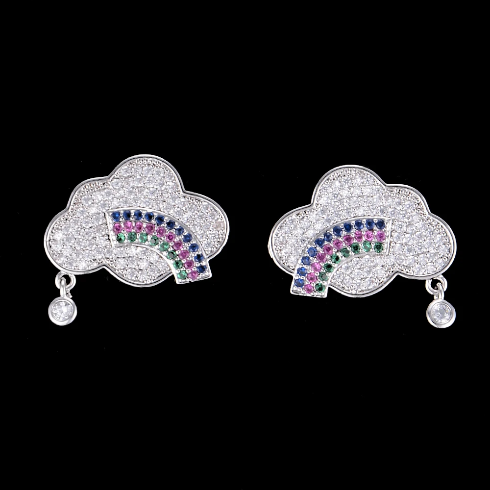 

17MM Personality Cloud Shape CZ Cubic Zirconia Dangle Drop Earrings For Women Girls