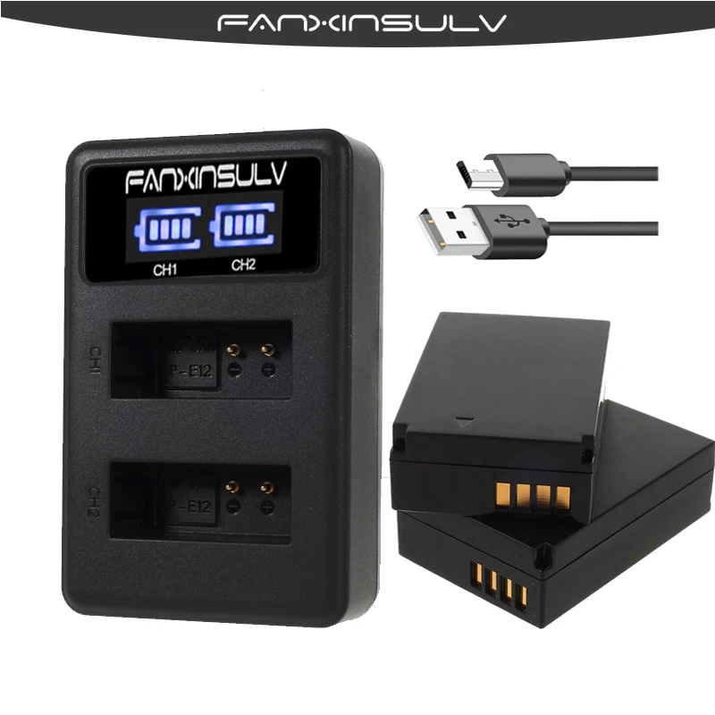 Батареи для фотоаппаратов 2x LP-E10 LP E10 LPE10 + двойное зарядное устройство USB с