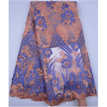 

French Lace Fabric With Beads Beautiful Design EmbroideredAfrican Lace Fabric High Quality Net Lace Nigerian Material Dress1268B