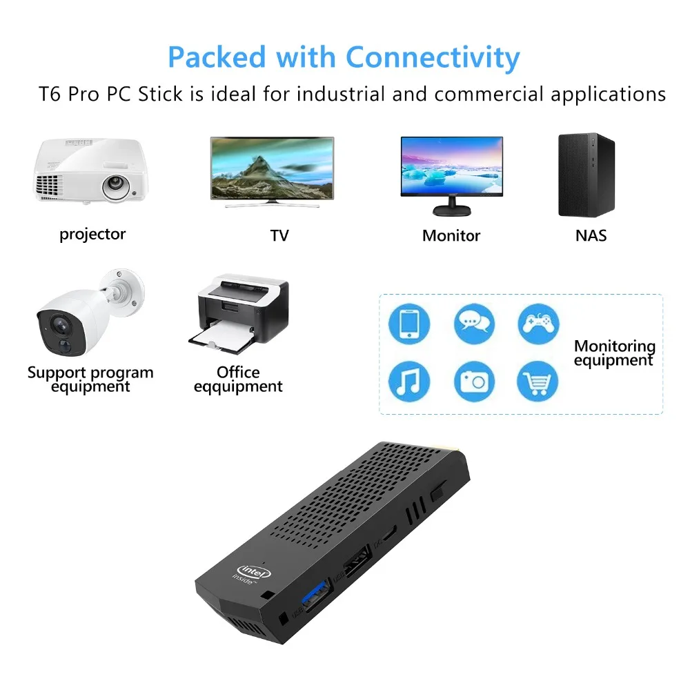 T6 pro intel Z8350 windows10 мини ПК 4 Гб 64 Гб двойной Wi-Fi Bluetooth 4,0 USB3.0 карман pc stick