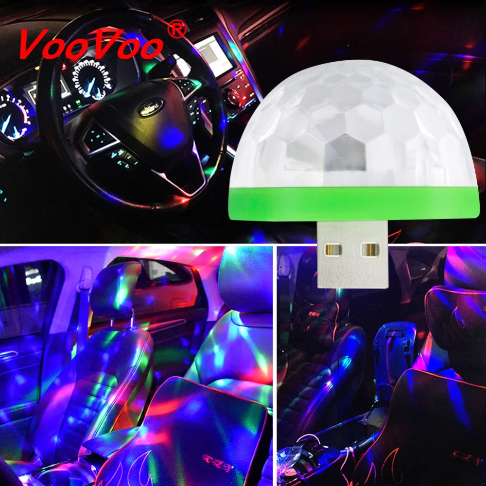 

VooVoo LED Car USB Atmosphere Light DJ RGB Mini Colorful Stage Music Sound Control Lamp Magic Ball Lamp for USB-C Phone Surface