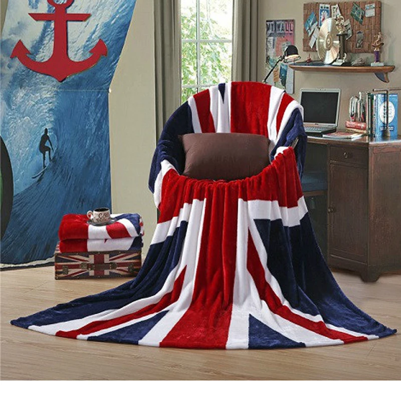 British UK Flag Flannel European style Blankets Soft Fleece Thin Plaid