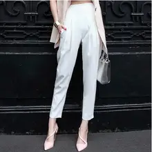Европейский стиль с высокой талией женские повседневные брюки свободные женские шаровары брюки ноги