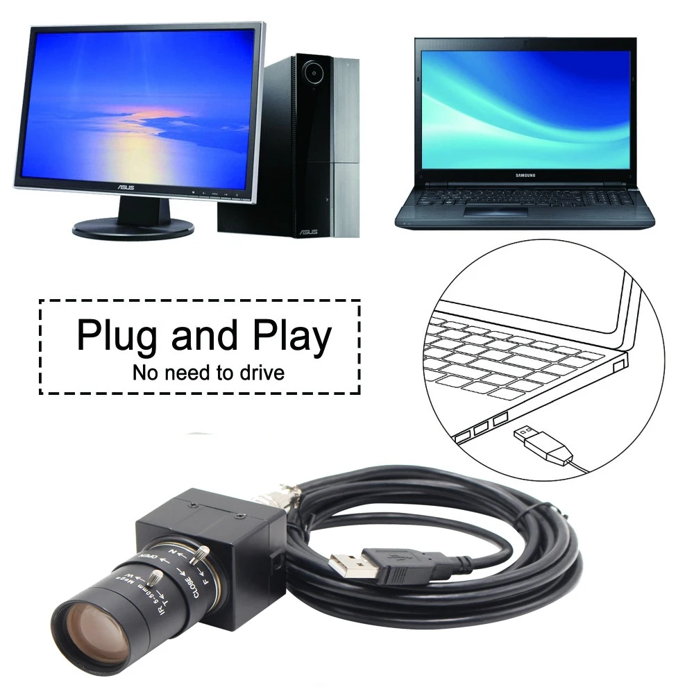 ELP Высокое разрешение 3264X2448 USB2.0 5-50 мм зум ручная фокусировка 8MP камера для HD системы видеонаблюдения