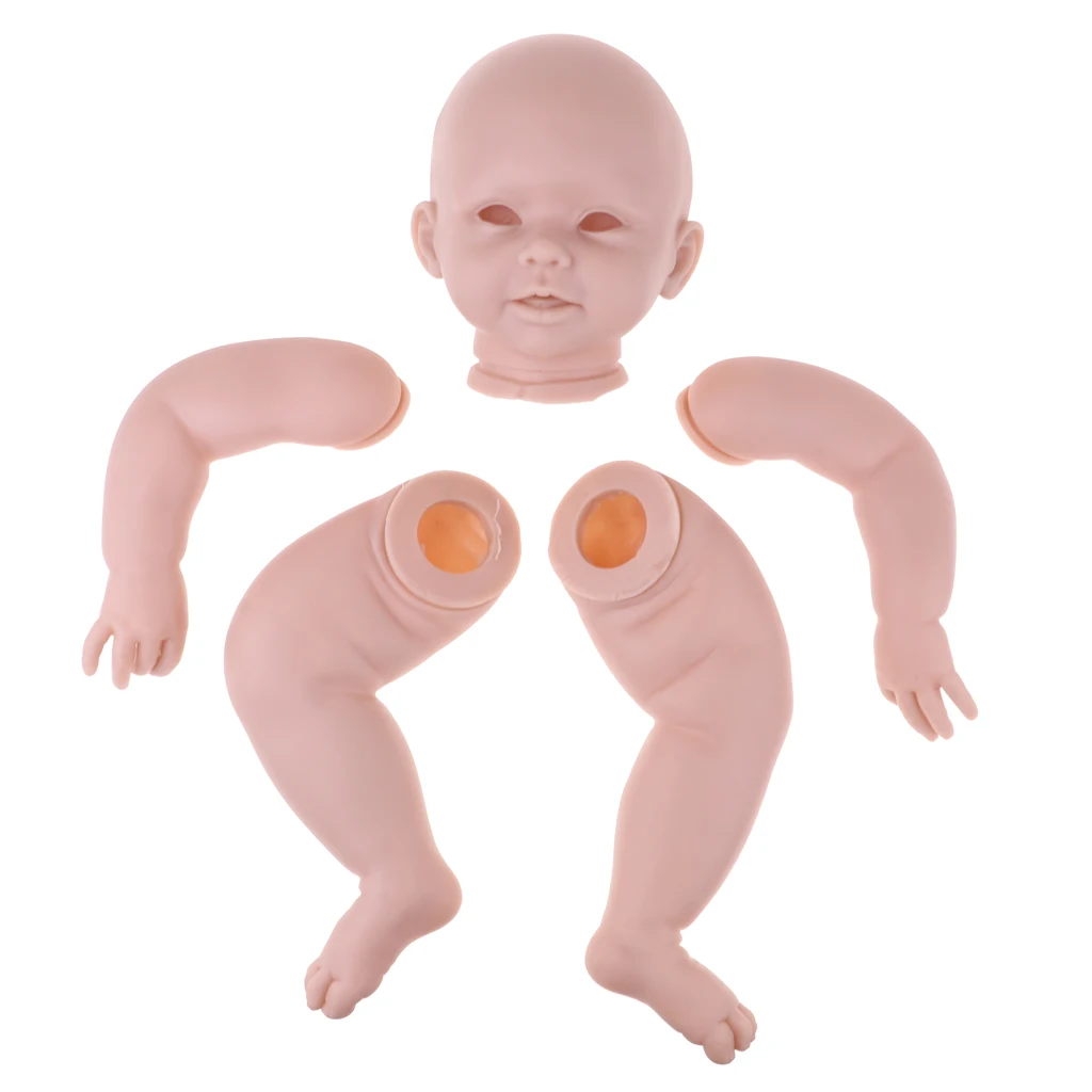 Real Touch Silicone 28' Reborn Kit Awake Baby Doll Blank Head Limb Mold and Cloth Body doll Set children birthday gift