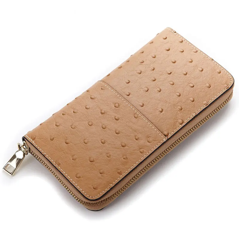 

Fashion Female Ostrich Leather Wallet Zipper Ladies Long Wallet