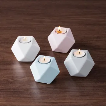 

Nordic Ceramic Candle Holder Creative Retro Ins Decoration Home Decoration Explosion Geometry Small Candlestick