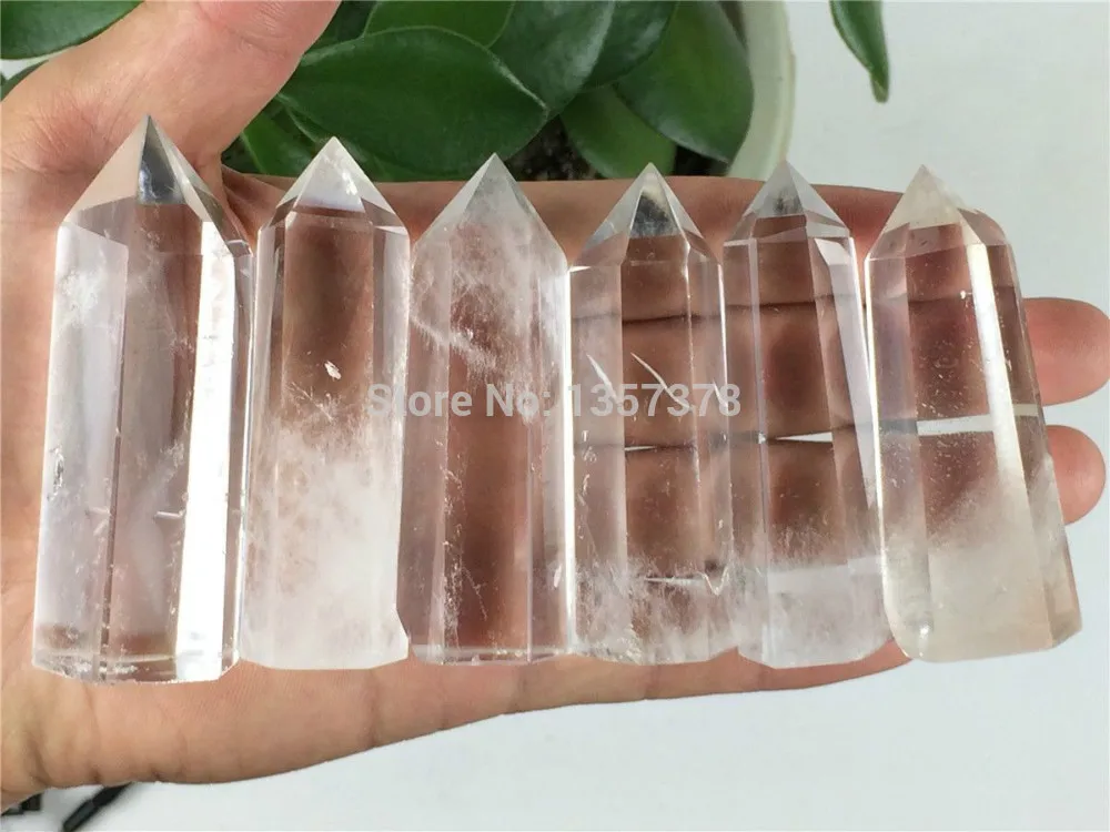 

huij 00219 6 NATURAL CLEAR QUARTZ CRYSTAL POINT HEALING Bronze Statue