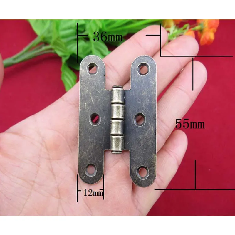 

Cabinet Door Luggage Hinge,6 Holes Decor,Furniture Decoration,Antique Vintage Old H Hinges,Bronze Tone,55*36mm,20Pcs