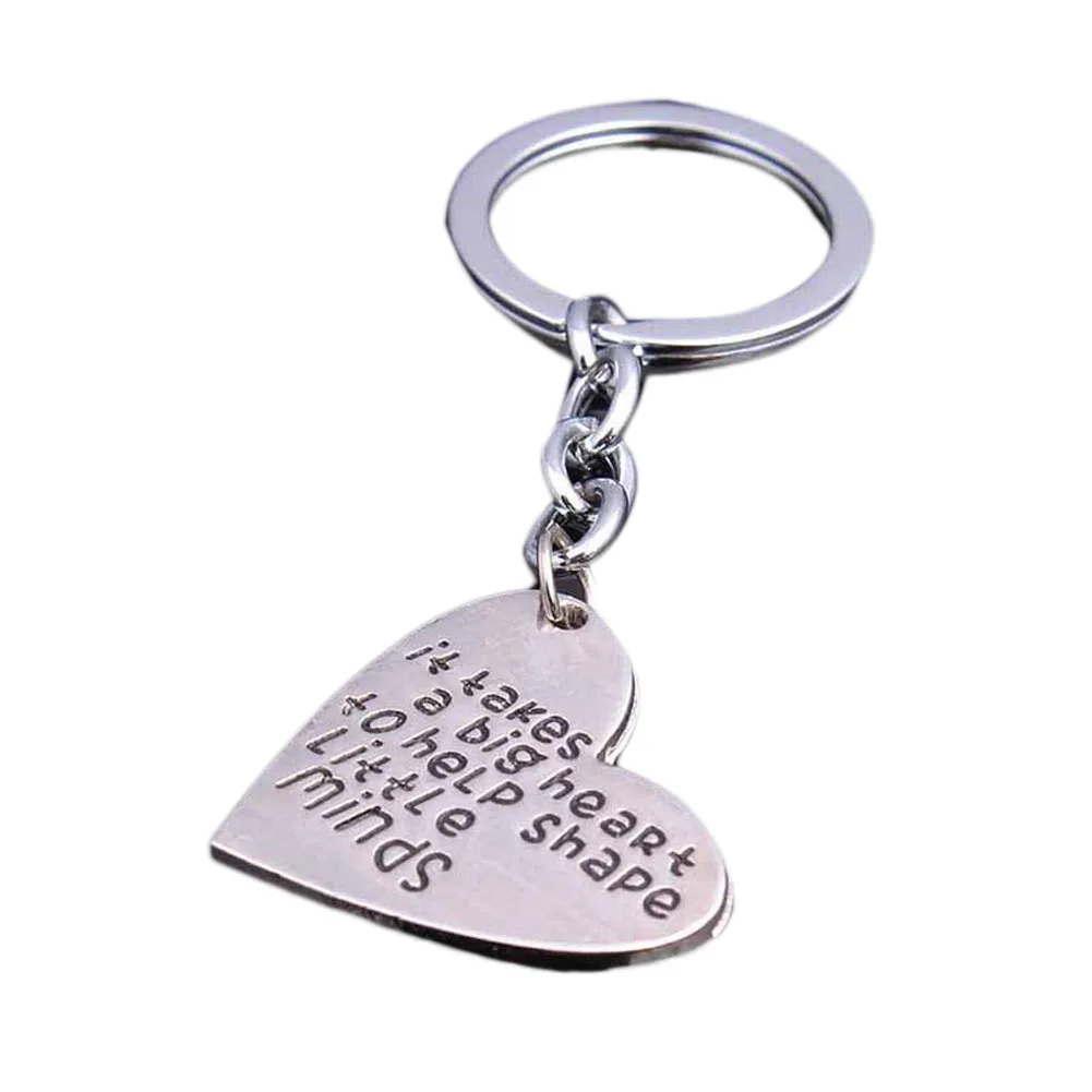 

2019 Teacher's Jewelry Teacher Gifts Keyring " It Takes a BIG Heart to Help Shape Little Minds" Silver Pendant Dog Keychain