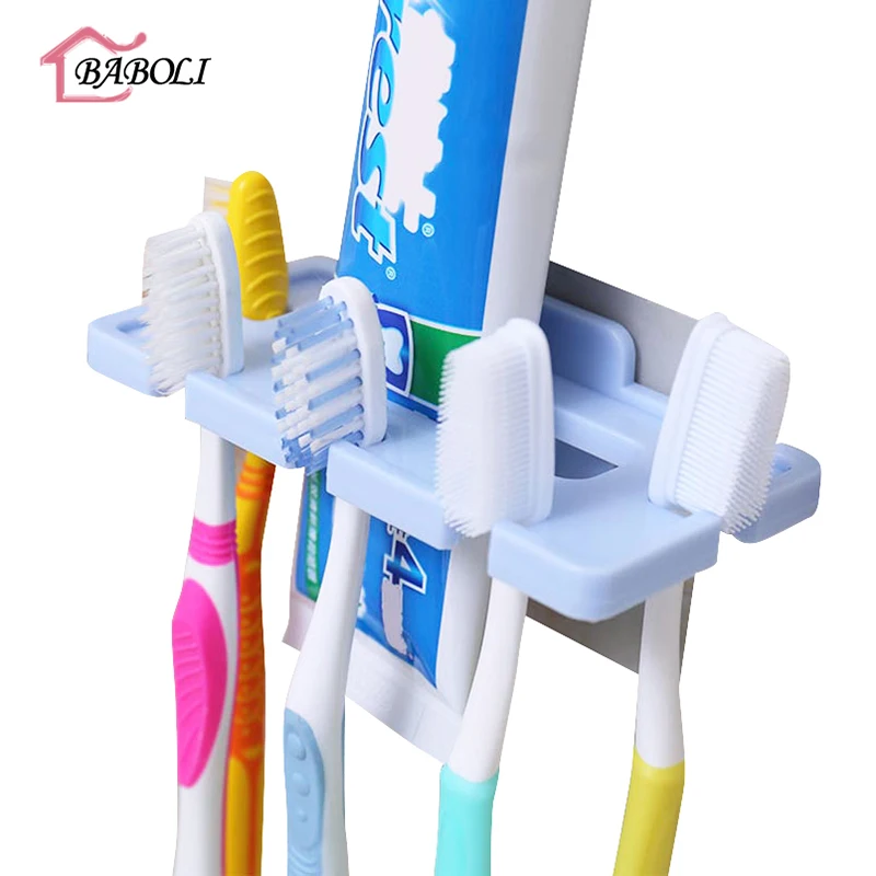 Random Color Toothbrush Holder Plastic 5 Position Suction Wall Mount