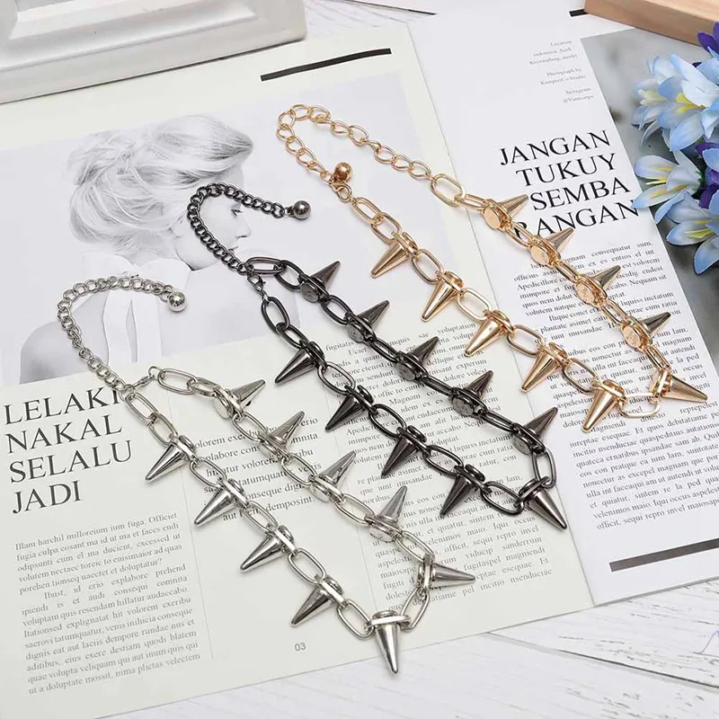 

Rivets CCB Material Chokers Punk Goth Handmade Choker Necklace Silver Spike Rivet Necklace EMO Rock Gothic Chocker