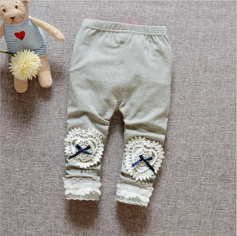 Fashion Girls Pants Bow Lace Trousers Cotton Print Outwear High Quality Baby Legging New Girl Outfit Baby Clothing Free Shipping (1)