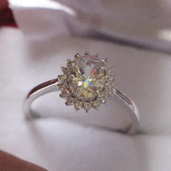 

Planet Luxury 2Ct Oval Diamond Engagement Jewelry Genuine 18K 750 White Gold Ring For Women Wedding Ring in Solid Gold