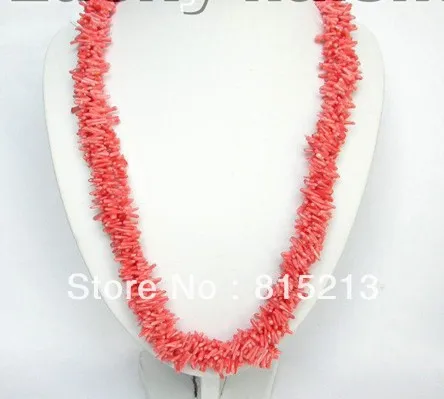 

FREE SHIPPING>@@> N53 GENUINE 100% NATURAL 4ROW 20MM PINK CORAL NECKLACE