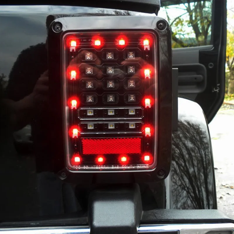 FADUIES Clear Lens LED Tail Lights Running/Brake Light Turn Signal Reverse Light For Jeep Wrangler JK Brake Light