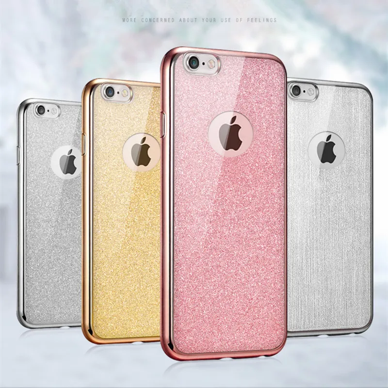 

Luxury Shiny flash Back Cover for iPhone 8 7 6 6S 5 5S SE Case With TPU Plated Gold-Plated Case for iPhone 8 7 6 Plus Bling Fund