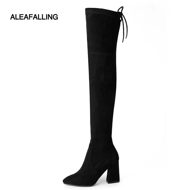 

Aleafalling Pointed Toe Women Shoes Girl Boots Spring Knee-high Winter Spring Shoes 8.5cm Heel Fashion Woman Rubber Boots WBT27