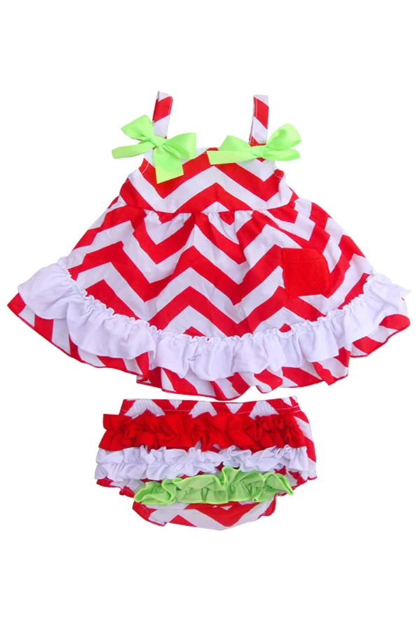 Baby Girl 2pcs Clothing Set Ruffle Bloomers + Cute red striped Striped T shirts with Floral